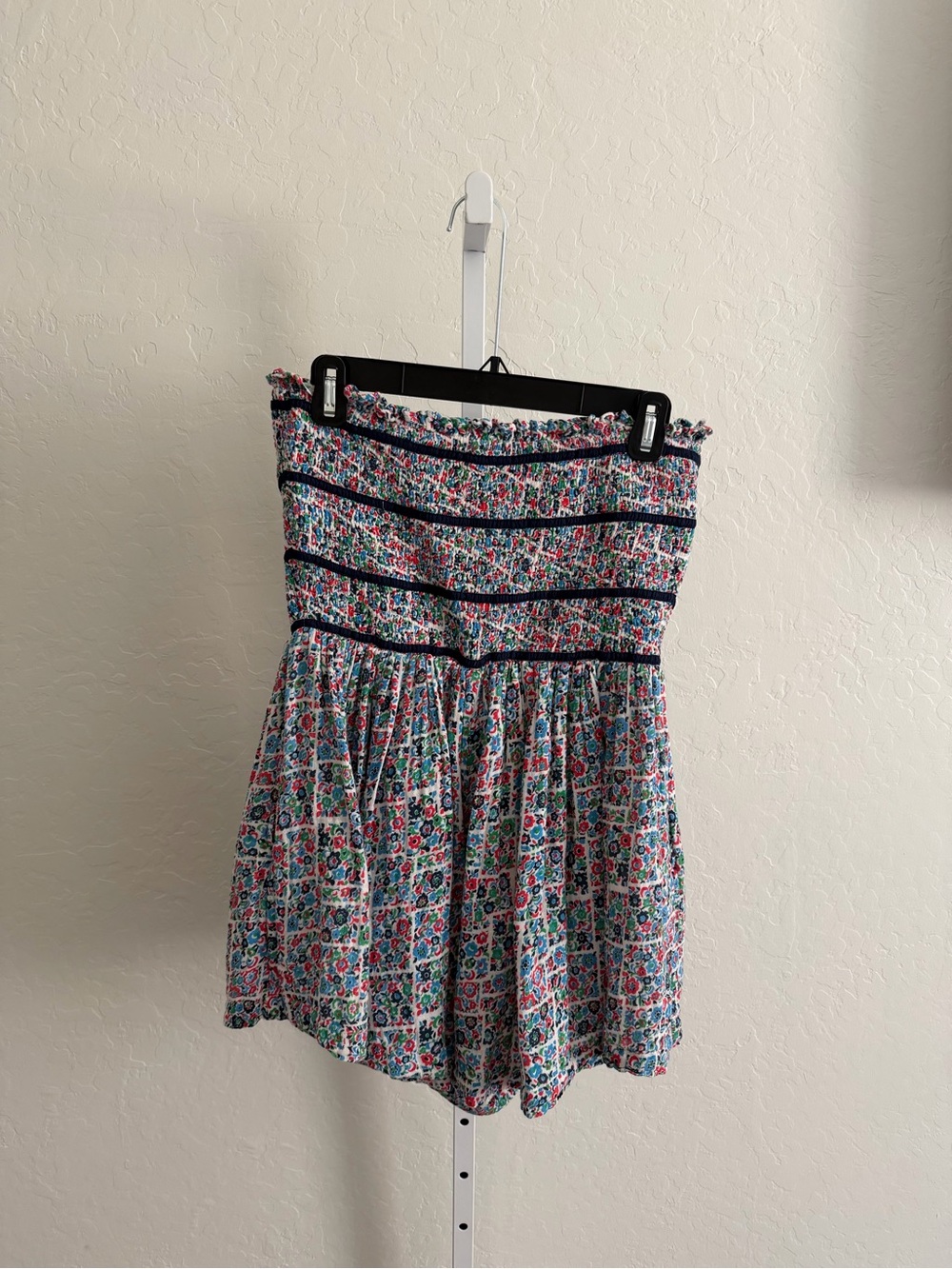 Free People Floral Strapless Smocked Mini Dress in Multicolor
